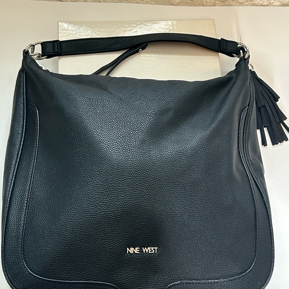 Nine West Elegant Black Shoulder Bag w/Tassel
